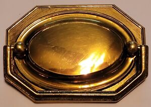 Nos New Old Stock Solid Brass Federal Sheraton Plate Pull 2 5 Center 3 25 