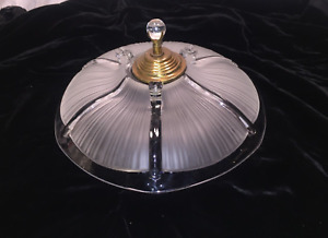 Vintage 12 5 8th Inch Art Deco Clear Frosted Glass Ceiling Light Shade Fixture