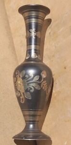 Vintage Antique Brass Large Decorative Middle Eastern Vase Display10 Black Etch
