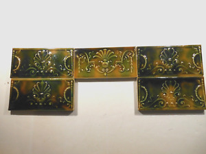  5 1870 S Antique Fireplace Tiles 6x3 Victorian Style Cambridge Federal Scroll