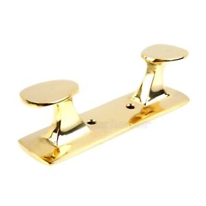 Solid Brass Double Cleat Hook Pull Handle Bollard Nautical Decor Polished 4 5 In