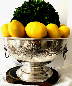 Antique English Silver Plate Punch Bowl Centerpiece Cache Pot Jardiniere Cooler
