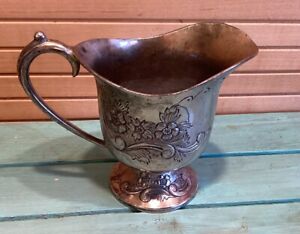 Vintage Silver Plated Floral Footed Creamer Unbranded