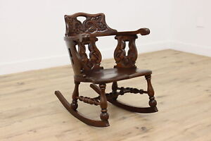 Tudor Design Carved Oak Antique Rocking Chair 47348