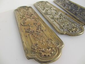 Antique Brass Finger Plate Push Door Handle Rococo Art Nouveau Vintage 25each
