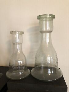 2 Antique Persian Hookah Glass Base 11 75 8 25 