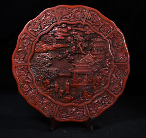 Chinese Lacquer Ware Handmade Exquisite Character Plate 20918