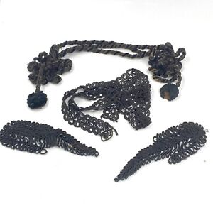 Victorian Trim Passementerie Frogs Ribbon Work Mourning Funeral Antique