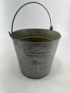 Vintage Galvanized Metal Bucket Pail Farmhouse Rustic Planter Primitive