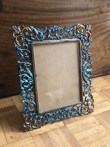 Vintage Italian Continental Two Tone Metal Picture Frame Circa 1950 S