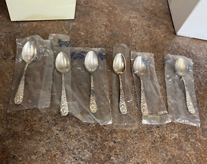 Lot Of 6 Stieff Sterling Silver Stieff Rose Demitasse Spoon 4 3 8 Inches