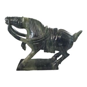 Antique Chinese Jade Hand Carved War Horse Sculpture 4 Tall