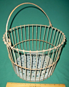Vintage Oakes Mfg Co Wire Basket Country Farm Produce Egg Tipton Ind