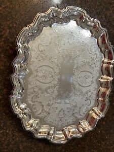 Silver Plate Footed Tray 14 5 X 11 5 Mint Condition