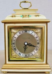 Antique Elliott Cream Lacquered Chinoiserie Timepiece Mantel Clock Mappin Webb