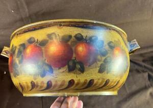 Old Vintage American Folk Art Tole Painted Apple Bucket Painting W C Wrede
