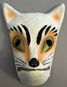 Japanese Noh Mask Fox Paper Mache Vintage Wall Art Decor Animal