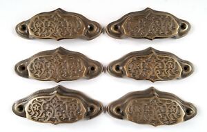 6 Ornate Apothecary Cabinet Drawer Bin Cup Pull Handles Vntg Style 3 1 2 W A4