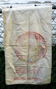 Antique Primitive Cloth Advertising Sack Nudavene Oat Flakes Chicago Americana
