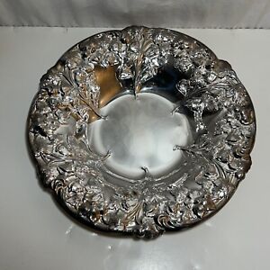 Vintage 11 Crosby Silverplate Fruit Serving Bowl Dish Embossed Repousse Floral