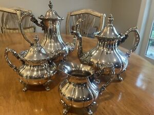 Vintage Reed Barton Silverplate Victorian 4 Pc Silver Plate Tea Coffee Set