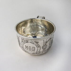 Acid Etched Nursery Rhyme Baby Cup Gorham Sterling Silver Mono