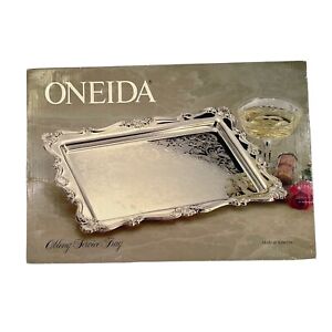 Vtg Oneida Silver Plate Serving Tray Oblong Sealed Bag Orig Box 14 X 9 5 