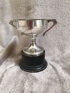 Not Engraved Vintage Silver Plate Trophy Loving Cup Trophies Old Wood Base