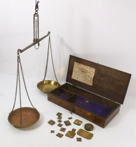 Apothecary Scale W Weights Box 1890 Equal Arm Balance Gold Miner Type Versatile