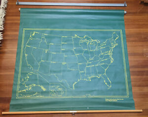 Vintage Geyer Chalk Map America United States Wall Pull Down School Classroom Us