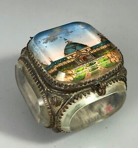19th Century French Glass Casket Exposition De Bordeaux 1895 Czx