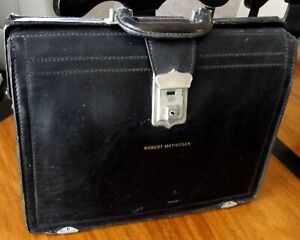 Antique Vintage Doctor Bag Black Heavy Duty Cowhide Leather No Key