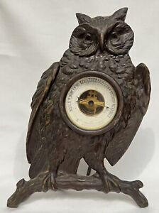 Antique German Aneroid Barometer V Regen Veranderlich Schon Owl Stand