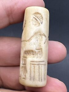 Ancient Bactrian Rare Cylinder Seal Near Eastern Stone Carved Intaglio Bead