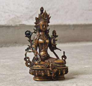 Green Tara Bodhisattva Buddha Statue Blessed Treasures Buda Pure Copper