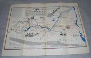 Vintage New York Map Delaware And Hudson River Canal W Railroads Mines 1828 1898