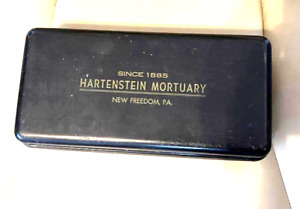 Rare Vintage Metal Cash Box Hartenstein Mortuary New Freedom Pa Since 1885