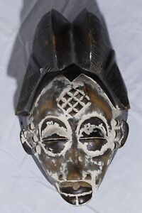 Hand Dug Wooden African Tribal Art Punu Mask Africana