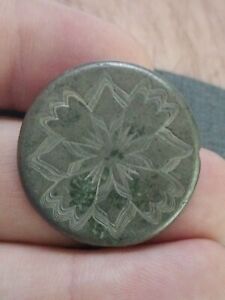 Beautiful Engraved Colonial Copper Antique Button Nice Large 18th Century