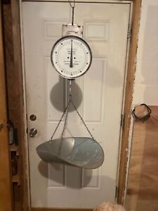 Vintage Hanson Scale 20lbs Hanging Scale W Scoop Pan