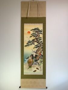 Hanging Scroll Japanese Art Painting Kakejiku Vintage Hand Paint Picture 911
