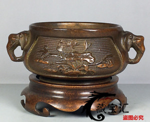 Collect Brass Censer Bronze Dragon Buddha Incense Burner Copper Stand Gift