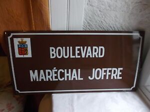 French Porcelain Enamel Street Sign Boulevard Marechal Joffre Vintage