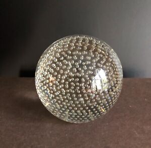 Vtg Crystal Ball Blown Glass Control Bubble Newel Post Finial Lamp Paperweight