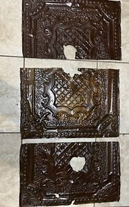 Lot Of 3 Antique Tin Ceiling Tiles Pre Owned Naturally Beautiful