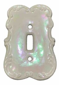 Vtg Light Switch Plate Cover Glazed Opalescent Iridescent Finish Porcelain