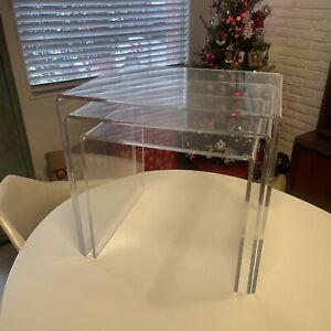 3 Hollywood Regency Lucite Nesting Tables Side End Tables Set Of Three