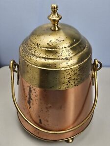 Vintage Copper Brass Dutch Doof Pot Fireplace Ash Bucket