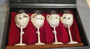 Sam R Scott Jarvie Set Of 4 Silver Plated Wine Goblets Glasses African Big 5