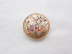 Antique Signed Satsuma Button Antique Button Victorian Buttons Sewing Notions